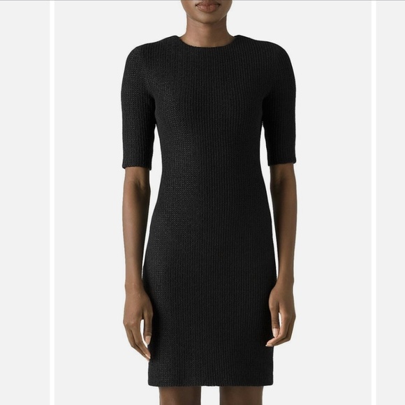 NWT St. John BLACK Formfitting Bouclé-knit Minidress - Size 14 - Picture 11 of 15